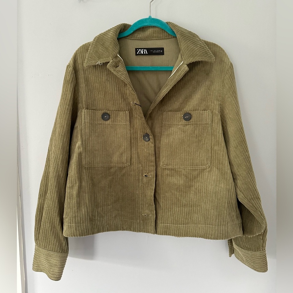 Zara Olive Green Corduroy Jacket
